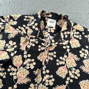 Katin Shirt Mens L Black‎ Floral Short Sleeve Button Up Camp Hawaiian Casual